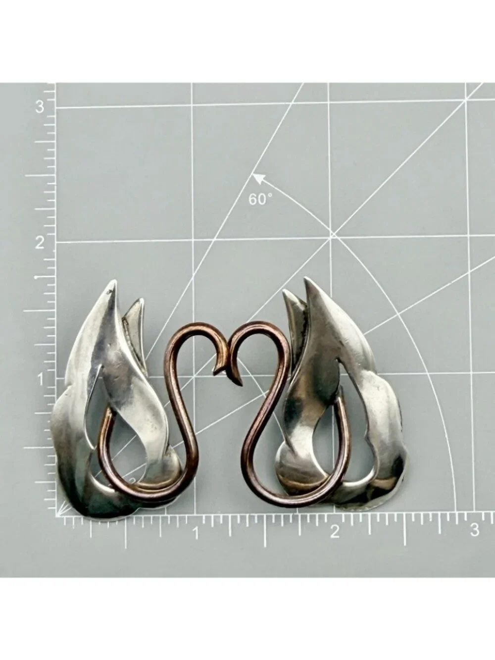 Veedra Boscarino Swan Pierced Earrings Luna Parc Mixed Metal Signed VB